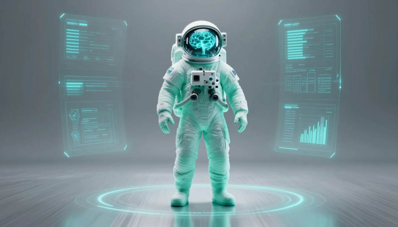 Hologramm in einem Astronautenhelm mit neuronalem Netz als Bild für SEEZ